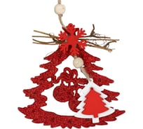 Подвеска B&H Елочка с декором и ветками, красный BH1860