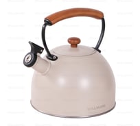 Чайник Willmark WTK-3694SS 2.8 л, со свистком, с крышкой, ручка из дуба, техн. Easy spout open, кремово-белый 2001456