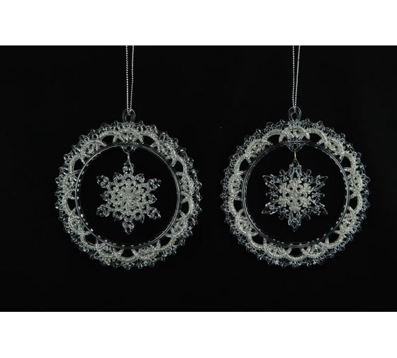 Украшение Crystal Trees Снежинка-венок серебро, 2 вида, 10 см 150086