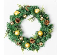 Венок новогодний декоративный B&H "Шишки с золотыми шарами" BH2168