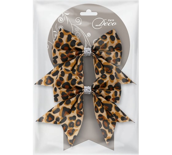 Банты тканевые B&H "Animal print - 1", коричневый, 2 шт. BH1851 1