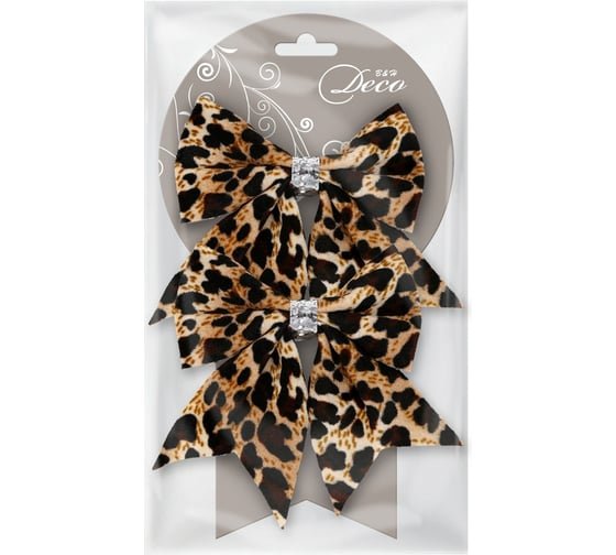 Банты тканевые B&H "Animal print - 2", коричневый, 2 шт. BH1852 1
