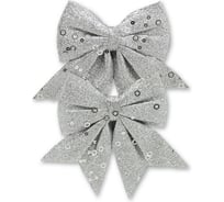 Набор бантов глиттерных B&H серебро, 2 шт BH1672-S