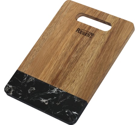 Разделочная доска Regent inox прямоугольная, вставка черный мрамор, 23x16x1,2 см, Linea ACACIA 93-AC-1-01