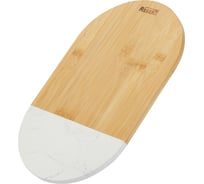 Разделочная доска Regent inox овальная, вставка белый мрамор, 35x21x1,2 см, Linea Bamboo 93-BM-9-04.1