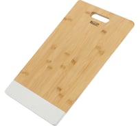 Разделочная доска Regent inox прямоугольная, вставка белый мрамор, 39.5x26x1,2 см, Linea Bamboo 93-BM-9-01