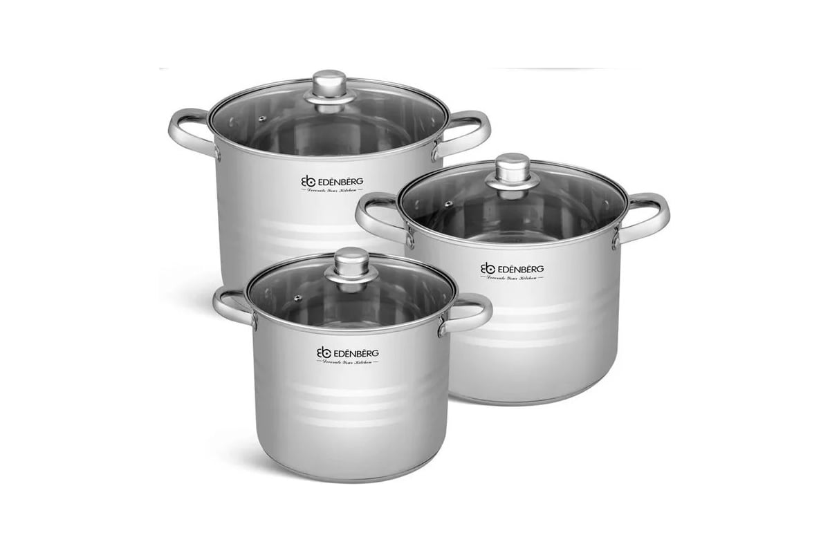 Набор кухонной посуды EDENBERG 6 предметов, нержавеющая сталь EB-525 ...