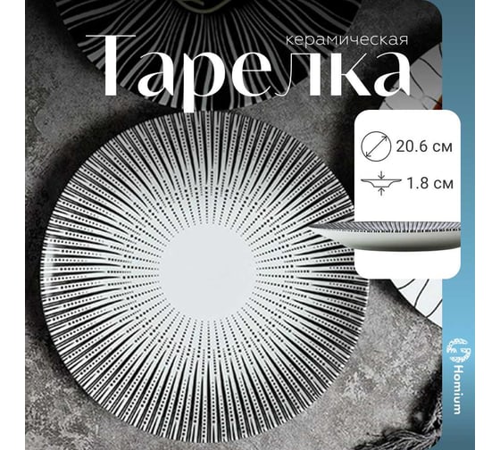 Тарелка Homium Basic, диаметр 20.6 см, белый/серый hombasic01