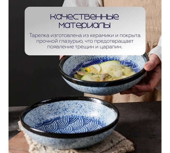Тарелка Homium Japanese Collection Top, диаметр 20.5 см, глубокая, синий top09