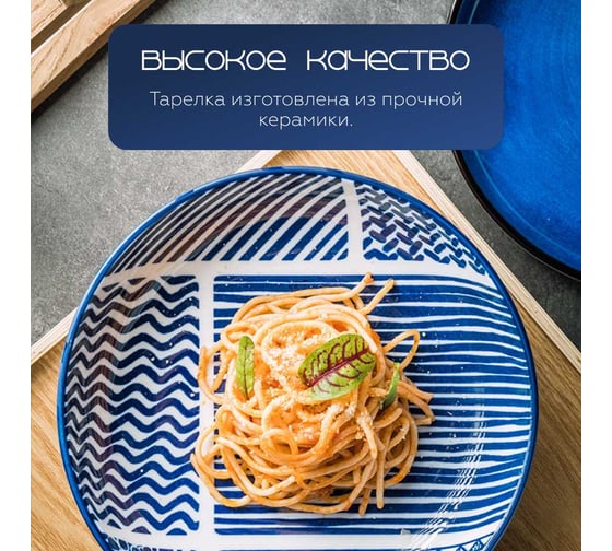 Тарелка Homium Japanese Collection Top, диаметр 20 см, белый/синий top02
