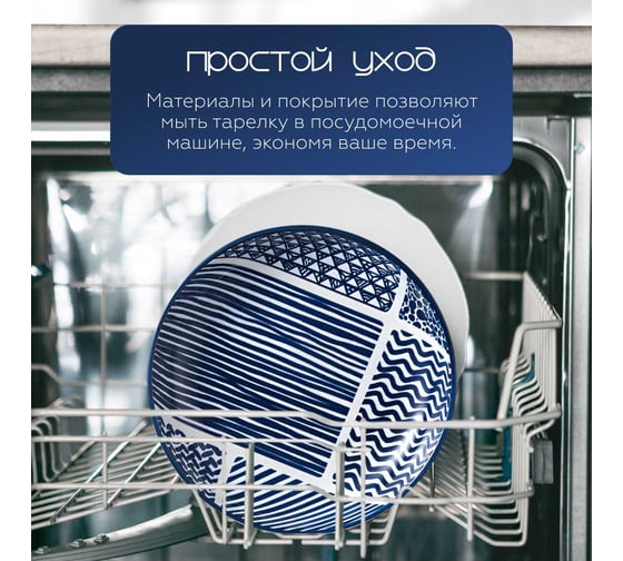 Тарелка Homium Japanese Collection Top, диаметр 20 см, белый/синий top02
