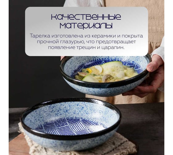 Тарелка Homium Japanese Collection Top, диаметр 20.5 см, глубокая, синий top10