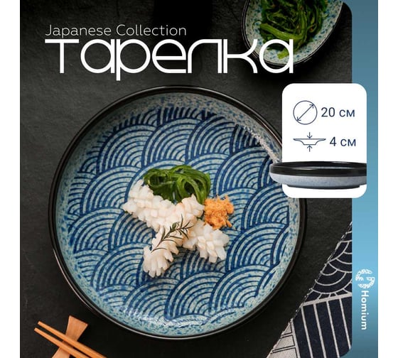 Тарелка Homium Japanese Collection, Top, D20, синий top07