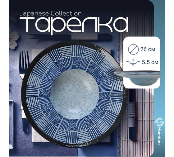 Тарелка Homium Japanese Collection, Top, D26, синий top04