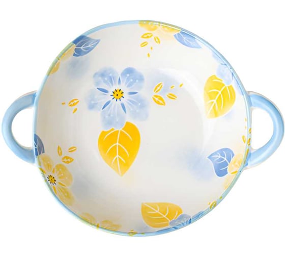 Тарелка Homium Japanese Collection, Цветочная коллекция, глубокая, с ручками, D23.5 flowers02 1