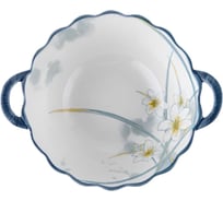 Тарелка Homium Japanese Collection, Цветочная коллекция, D23, глубокая, с ручками, белый/синий flowers03