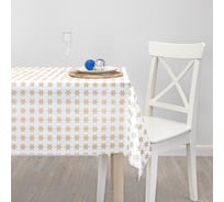 Скатерть VILINA 010-2 полиэтилен Праздник белая 132x180 см снежинки золотые 7252-SK-04PO-W-GO-010-2