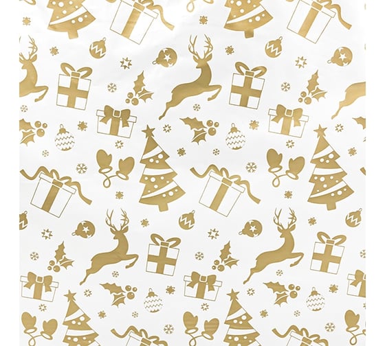 Скатерть VILINA 012-1 полиэтилен Праздник белая 132x180 см подарки золотые 7252-SK-04PO-W-GO-012-1 1