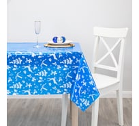 Скатерть VILINA 012-1 полиэтилен Праздник синяя 132x180 см подарки серебряные 7252-SK-04PO-C-SI-012-1