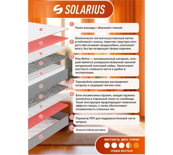 Ортопедический матрас Solarius Классика 18 Hard 140x190 см ms-klassika18hard-140190