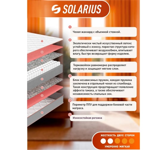 Ортопедический матрас Solarius Классика 16 120x200 см ms-klassika16-120200