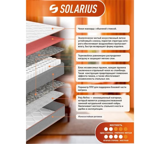 Матрас ортопедический Solarius Классика 17 200x200 см ms-klassika17-200200