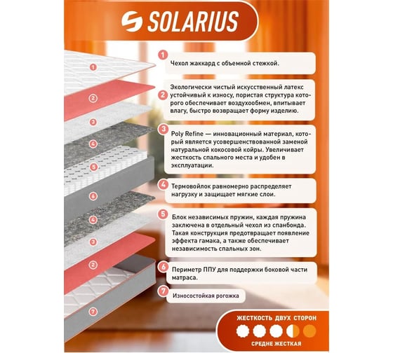 Матрас ортопедический Solarius Классика 18 Hard 160x200 см ms-klassika18hard-160200