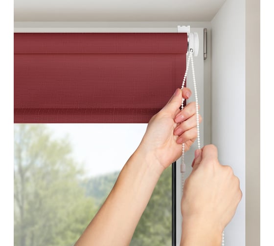 Рулонная штора PRAKTO Shantung 90х160 см, бордо 7792812