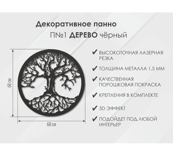 Панно Дерево П1, Чёрный Глазовский завод металлоизделий ФОРВАРД-МЕБЕЛЬ 102103