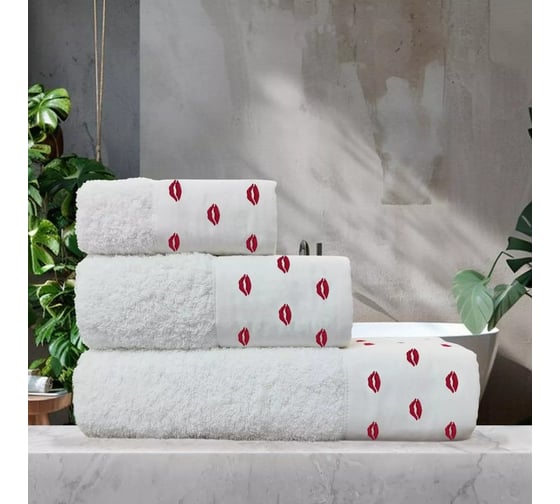 Набор полотенец Arya Home Arya 30x50/50x90/70x140 3 шт., Kiss Экрю 8680943249357
