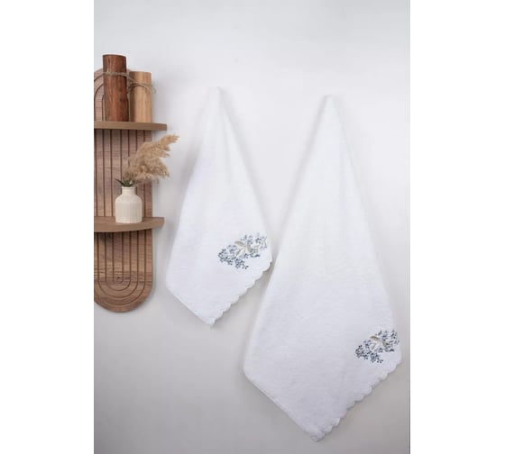 Полотенце Arya Home Arya 70x140, с вышивкой, Myosotis Белый 8680943252920