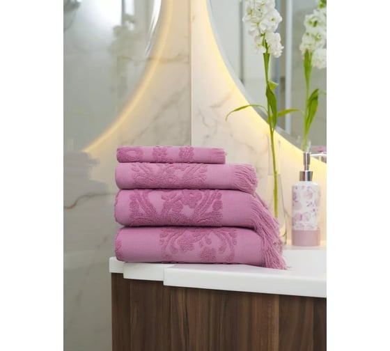 Полотенце Arya Home Arya с бахромой, 100x150, Isabel Soft Сухая Роза 8680943041036