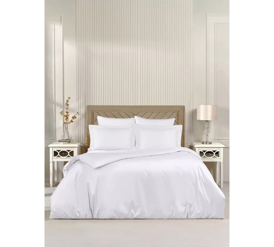 Постельное белье Arya Home Arya Vip из однотонного сатина, 1.5 спальное, 160x220, Белый 8680943244307