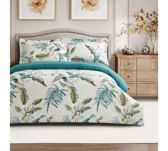 Постельное белье Arya Home Arya Simple Living Сатин, 1.5 спальное, 160x220, Hawaii Зеленый 8680943243447