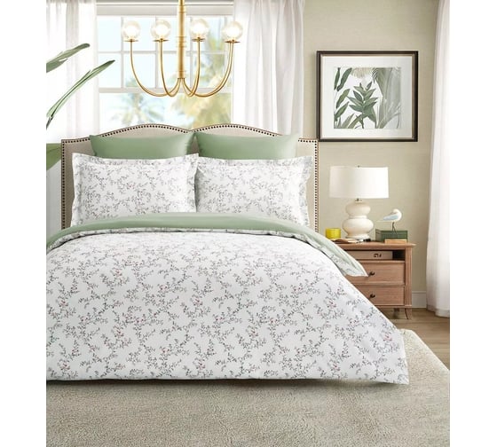 Постельное белье Arya Home Arya Alamode Сатин, 1.5 спальное, 160x220, Fairy Зеленый 8680943243799 1