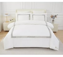 Постельное белье Arya Home Arya Deluxia Сатин, с вышивкой, 2 спальное, 200x220, Plaza Белый 8680943246868