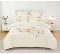 Постельное белье Arya Home Arya Elegant Сатин, с вышивкой, 2 спальное, 200x220, Melody Кремовый 8680943246837