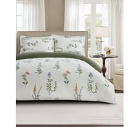 Постельное белье Arya Home Arya Simple Living, 1.5 спальное, 160x220, Bouquette Оливковый, белый 8680943243416