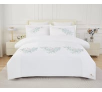 Постельное белье Arya Home Arya Elegant Сатин, с вышивкой, 2 спальное, 200x220, Pastel Чисто белый 8680943246813