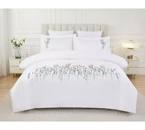 Постельное белье Arya Home Arya Elegant Сатин, с вышивкой, 2 спальное, 200x220, Ramo Чисто белый 8680943246820