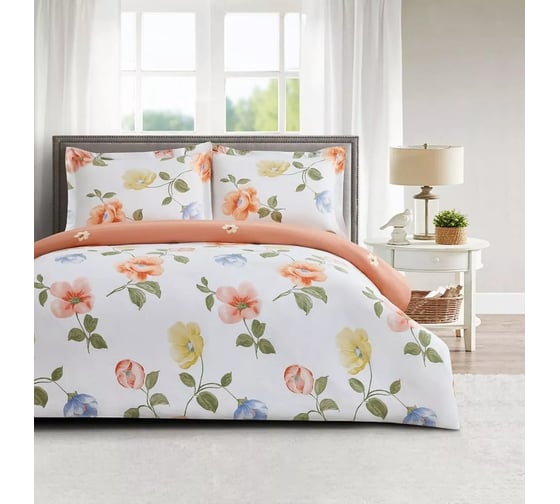 Постельное белье Arya Home Arya Simple Living, 1.5 спальное, 160x220, Vivid Коралловый, белый 8680943243409