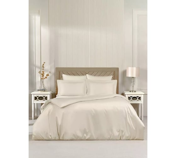 Постельное белье Arya Home Arya Vip из однотонного сатина, 1.5 спальное, 160x220, Кремовый 8680943244338