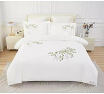 Постельное белье Arya Home Arya Deluxia Сатин, с вышивкой, 2 спальное, 200x220, Timid Белый 8680943246844