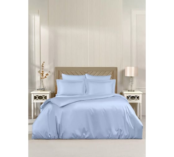 Постельное белье Arya Home Arya Vip из однотонного сатина, 1.5 спальное, 160x220, Светло-голубой 8680943244284