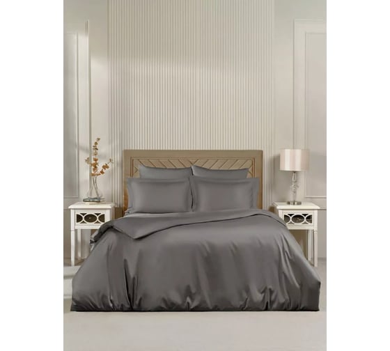 Постельное белье Arya Home Arya Vip из однотонного сатина, 1.5 спальное, 160x220, Серый 8680943244314 1