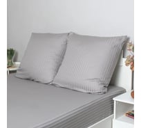 Наволочка Selena 70x70 см страйп-сатин - 100% хлопок СЕРЫЙ 4670164817934