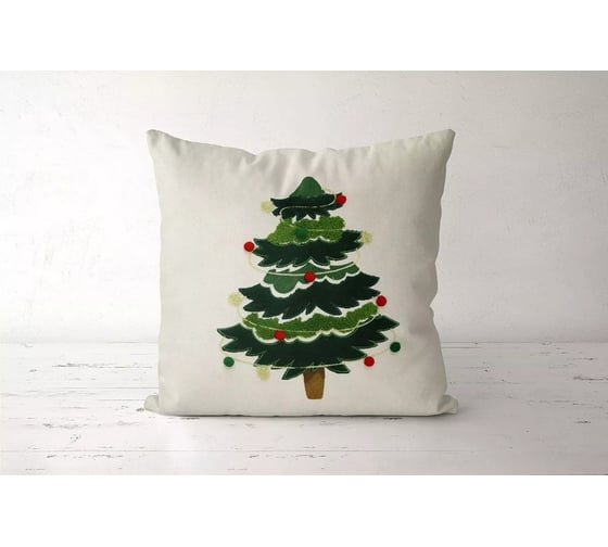 Наволочка декоративная Arya Home Arya 45x45 см, Christmass Tree, Белый 8680943244611 1