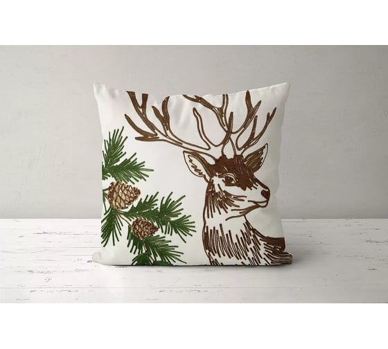 Наволочка декоративная Arya Home Arya 45x45 см, Deer Белый 8680943244581