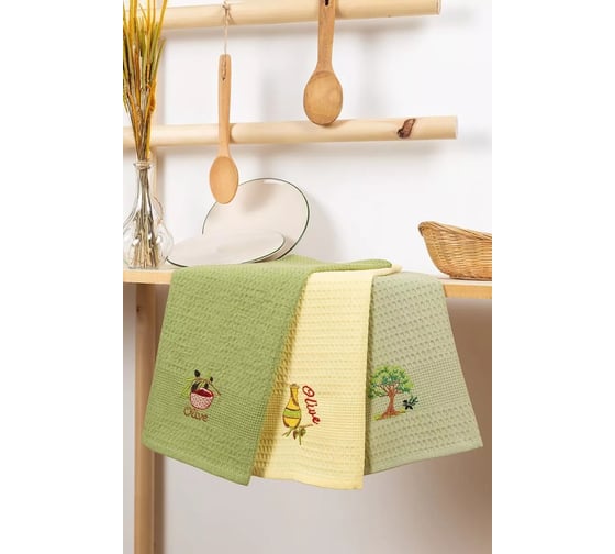 Набор кухонных полотенeц Arya Home Arya 40x60 см, 3 шт., Olive Garden 8680943250377 1