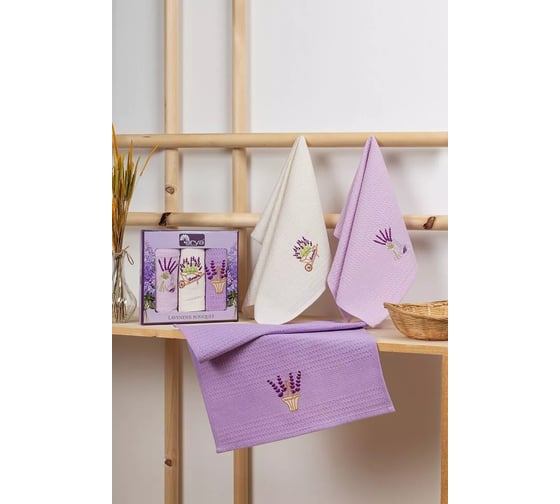 Набор кухонных полотенeц Arya Home Arya 40x60 см, 3 шт., Lavender Bouquet 8680943250360 1